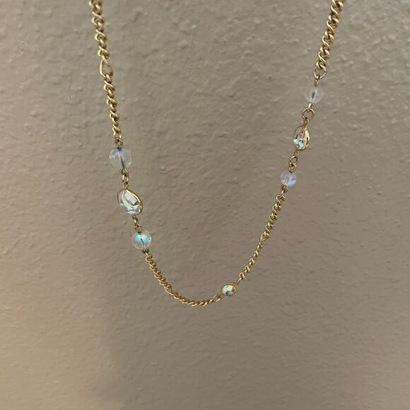 Kirks Folly Crystal Iridescent 36 inch Vintage Gold Tone Stunning Chain - Picture 9 of 16